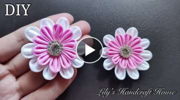 DIY grosgrain ribbon flower /手作髮飾/Mk/Flor de fita
