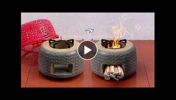 Outdoor Firewood Stove Ideas - Creation From Plastic Baskets And Cement And Clay