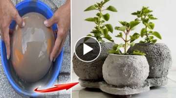 Craft Ideas Cement - How To Diy Unique 3 Pot Plants From Balloon For Home Garden