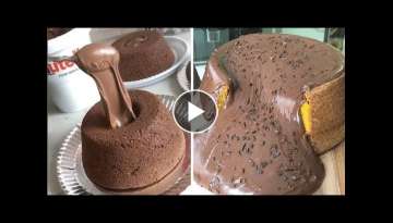 Most Satisfying Chocolate Cake With Milk Cream | So Yummy Cake Decorating Recipes | Tasty Cake