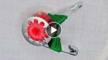 Hand embroidery safety pins trick new flower design latest ideas DIY hand stitch 2021