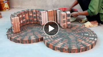 How to build a beautiful 2-in-1 wood stove with red cement bricks / DIY wood stove at home
