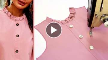 Useful Sewing Hacks and Lovely | Easy Ways to Sewing Collar With Frill Women's | DIY Sewing Trick...