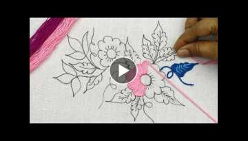 Bordado fantasía flor: puntadas fáciles, hand embroidery beautiful flower pattern with easy sti...