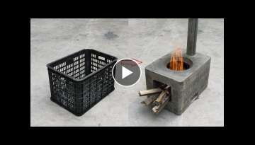 Great, the idea of making smoke free wood stoves from cement and plastic baskets